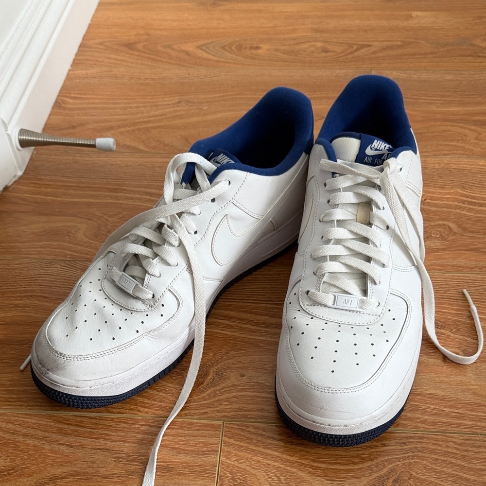 Nike Air Force ones White and Navy Men's Sneakers